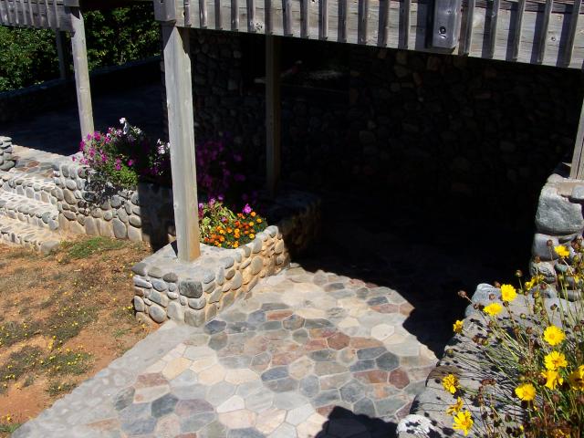 Patio flower beds and walk-way